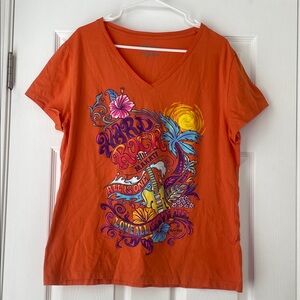 Hard‎ Rock Cafe Makati XL Orange V Neck Tee Shirt